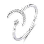Anello di temperamento con anello aperto lunare in argento sterling S925 femminile, SCR569