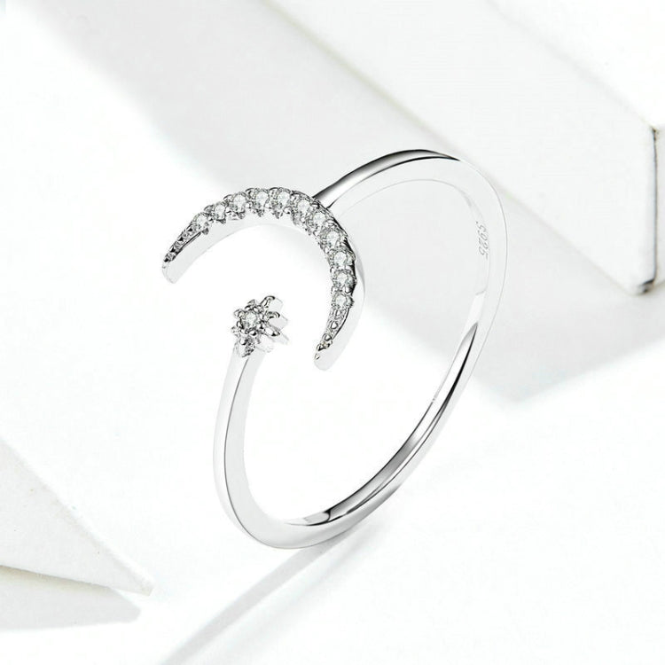 Anello di temperamento con anello aperto lunare in argento sterling S925 femminile, SCR569