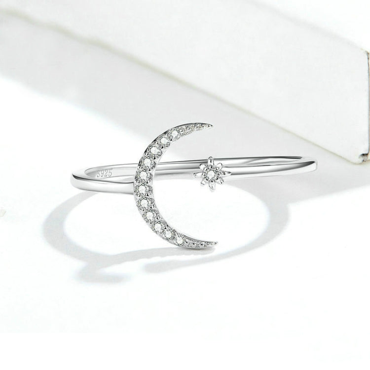 Anello di temperamento con anello aperto lunare in argento sterling S925 femminile, SCR569