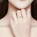 Anello di temperamento con anello aperto lunare in argento sterling S925 femminile, SCR569