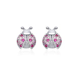 Orecchini a forma di insetti in argento sterling Orecchini a coccinella a sette stelle Orecchini per ragazza placcati in platino, SCE715