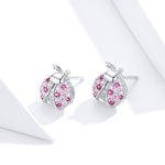 Orecchini a forma di insetti in argento sterling Orecchini a coccinella a sette stelle Orecchini per ragazza placcati in platino, SCE715