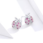 Orecchini a forma di insetti in argento sterling Orecchini a coccinella a sette stelle Orecchini per ragazza placcati in platino, SCE715
