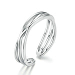 Anello in argento sterling placcato platino S925 Anello aperto alla moda semplice, SCR483