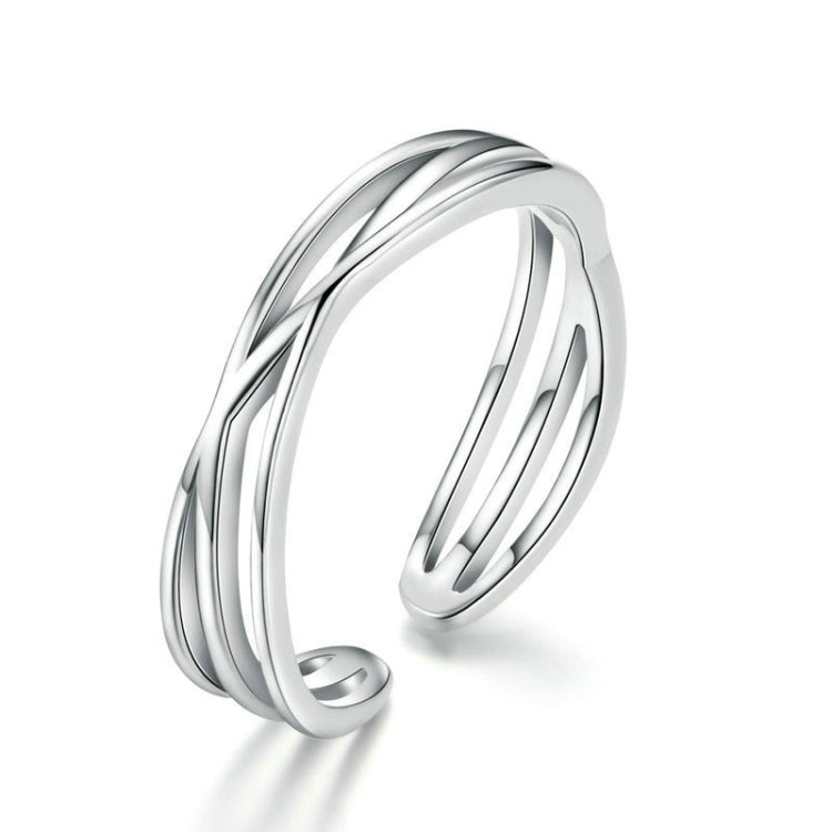 Anello in argento sterling placcato platino S925 Anello aperto alla moda semplice, SCR483