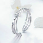 Anello in argento sterling placcato platino S925 Anello aperto alla moda semplice, SCR483