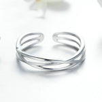Anello in argento sterling placcato platino S925 Anello aperto alla moda semplice, SCR483