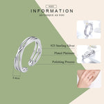 Anello in argento sterling placcato platino S925 Anello aperto alla moda semplice, SCR483