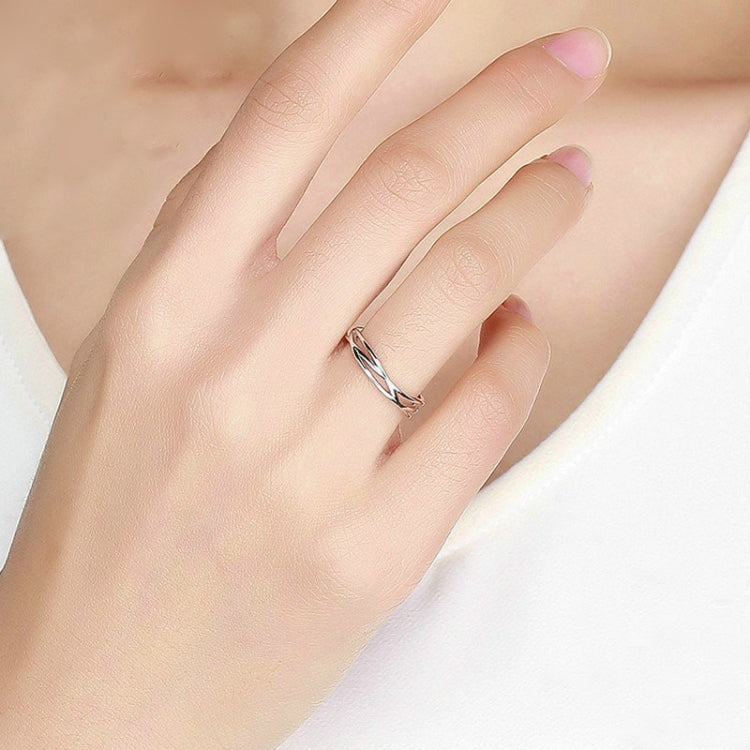Anello in argento sterling placcato platino S925 Anello aperto alla moda semplice, SCR483