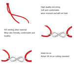 Braccialetto di moda con cordino rosso S925 in argento sterling per ragazze, SCB176