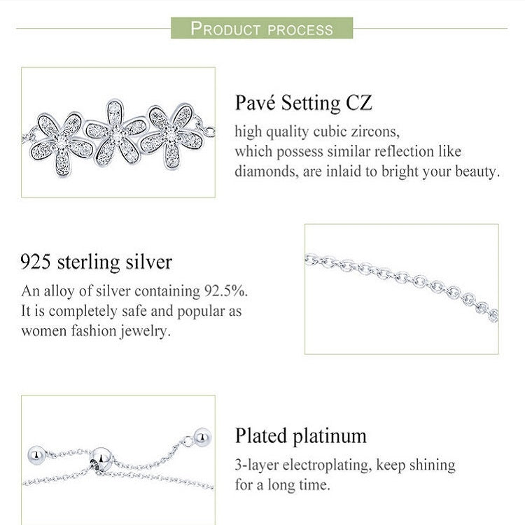Bracciale in argento sterling S925 Daisy Lady, SCB084