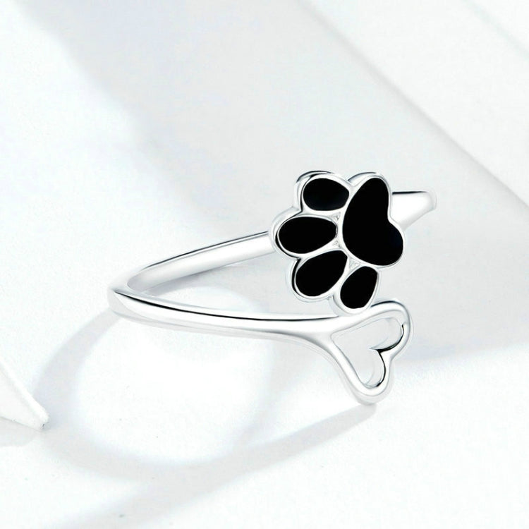 Anello femminile in argento sterling S925 con stampa di zampa di animale, anello aperto gocciolante