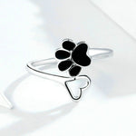Anello femminile in argento sterling S925 con stampa di zampa di animale, anello aperto gocciolante