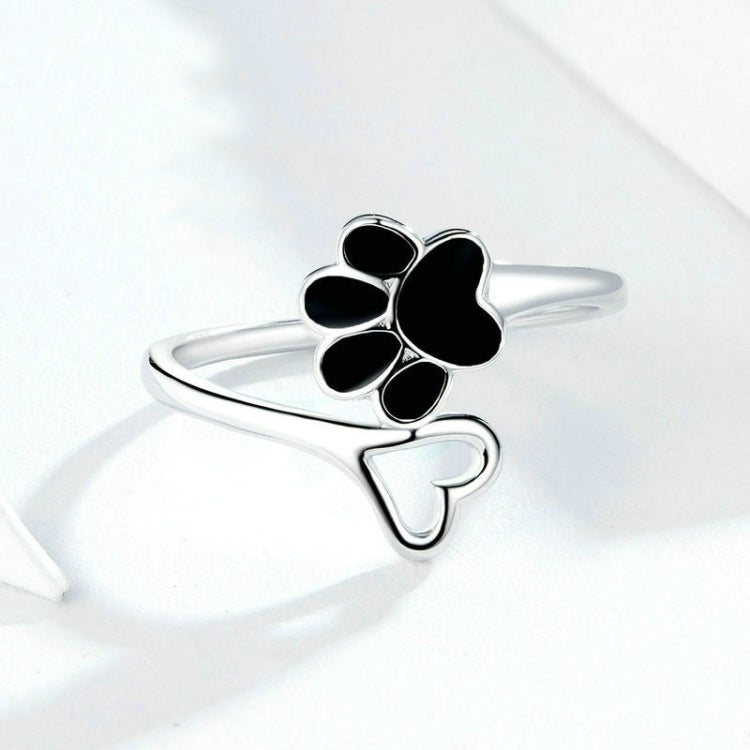 Anello femminile in argento sterling S925 con stampa di zampa di animale, anello aperto gocciolante