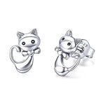 Orecchini gatto Orecchini da donna in argento sterling S925 con personalità semplice, SCE450