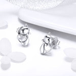 Orecchini gatto Orecchini da donna in argento sterling S925 con personalità semplice, SCE450