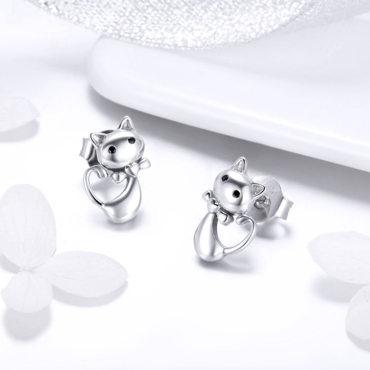 Orecchini gatto Orecchini da donna in argento sterling S925 con personalità semplice, SCE450