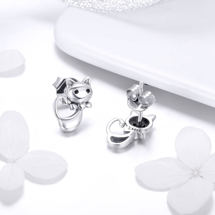 Orecchini gatto Orecchini da donna in argento sterling S925 con personalità semplice, SCE450