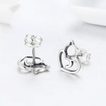 Semplici orecchini di gatto in argento semplice Orecchini femminili vuoti in argento sterling Gioielli in argento per piccoli animali, SCE271