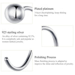 Orecchini in argento sterling Orecchini semplici placcati in platino Orecchini a sfera temperamento piccoli, SCE782-A