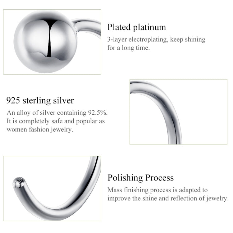 Orecchini in argento sterling Orecchini semplici placcati in platino Orecchini a sfera temperamento piccoli, SCE782-A