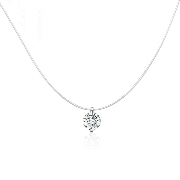 Collana con linea di pesce invisibile Collana con pendente in zircone Collana in argento sterling S925, SCN332