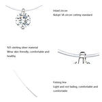 Collana con linea di pesce invisibile Collana con pendente in zircone Collana in argento sterling S925, SCN332