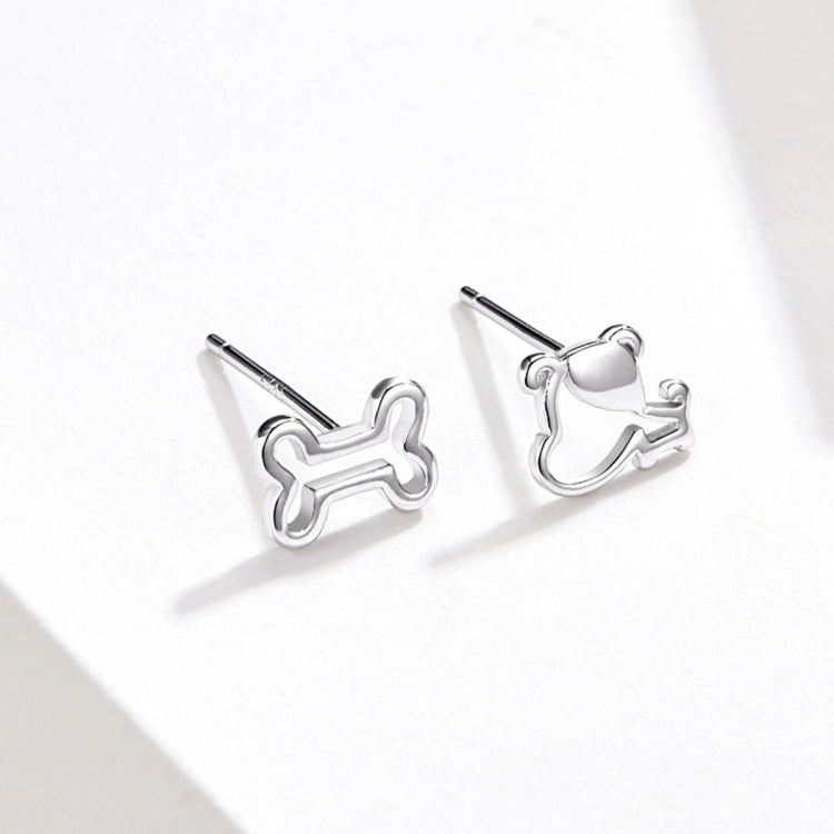 Orecchini in argento sterling con osso di cane cavo Gioielli semplici, SCE649