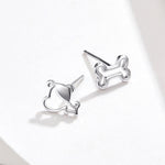 Orecchini in argento sterling con osso di cane cavo Gioielli semplici, SCE649