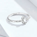 Anello aperto retrò alla moda Anello in argento sterling S925 con stella e luna placcato platino con zirconi, SCR638