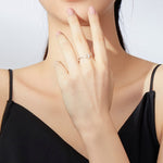 Anello aperto retrò alla moda Anello in argento sterling S925 con stella e luna placcato platino con zirconi, SCR638