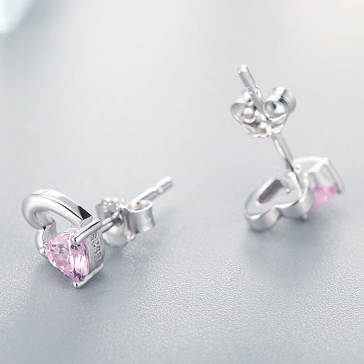 Orecchini in argento sterling S925 a forma di cuore con pietre preziose, SCE090