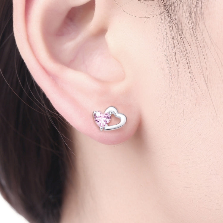 Orecchini in argento sterling S925 a forma di cuore con pietre preziose, SCE090