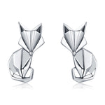 S925 Orecchini animali Gioielli Origami Volpe Orecchini per ragazze in argento sterling, SCE526