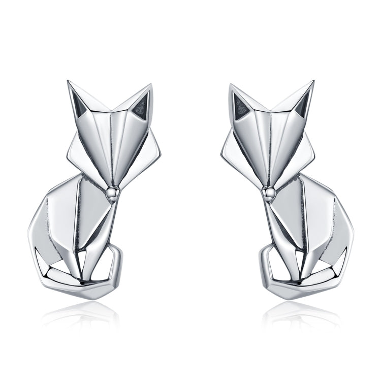 S925 Orecchini animali Gioielli Origami Volpe Orecchini per ragazze in argento sterling, SCE526