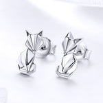S925 Orecchini animali Gioielli Origami Volpe Orecchini per ragazze in argento sterling, SCE526