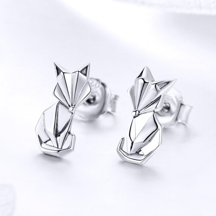 S925 Orecchini animali Gioielli Origami Volpe Orecchini per ragazze in argento sterling, SCE526