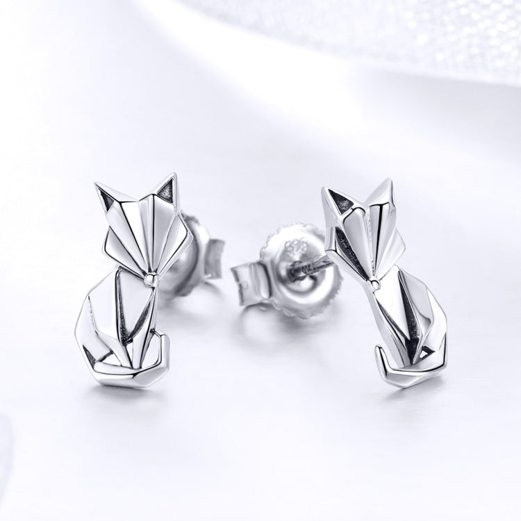 S925 Orecchini animali Gioielli Origami Volpe Orecchini per ragazze in argento sterling, SCE526
