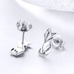 S925 Orecchini animali Gioielli Origami Volpe Orecchini per ragazze in argento sterling, SCE526