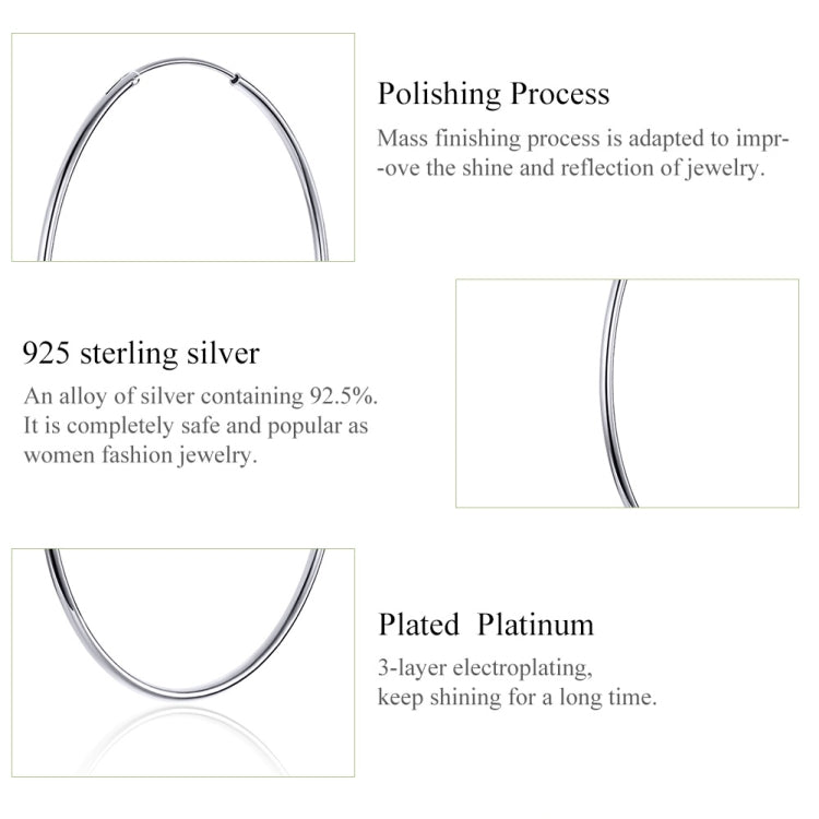 Orecchini a cerchio grande Orecchini semplici in argento sterling S925 placcato platino, SCE711