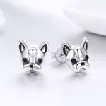 Orecchini animali in argento sterling S925 Orecchini in argento semplice Bulldog, SCE283