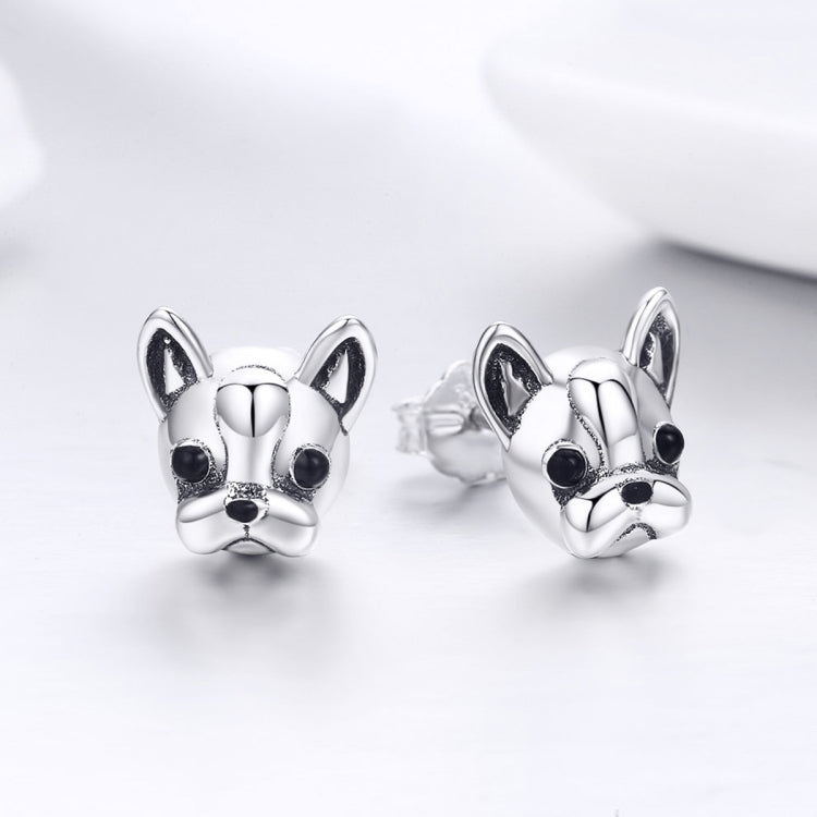 Orecchini animali in argento sterling S925 Orecchini in argento semplice Bulldog, SCE283
