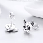 Orecchini animali in argento sterling S925 Orecchini in argento semplice Bulldog, SCE283