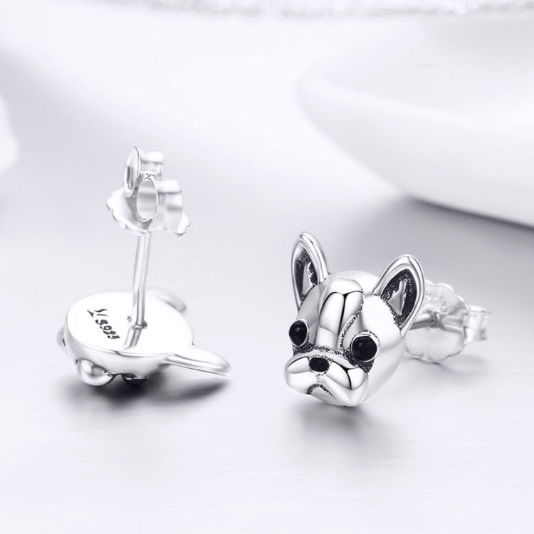 Orecchini animali in argento sterling S925 Orecchini in argento semplice Bulldog, SCE283