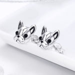 Orecchini animali in argento sterling S925 Orecchini in argento semplice Bulldog, SCE283