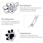 Anello aperto con stampa zampa di animale domestico in argento sterling S925 Anello gocciolante nero, SCR605