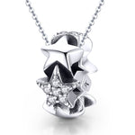 Ciondolo braccialetto collana con zirconi intarsiati con perline piccole stelle in argento sterling S925
