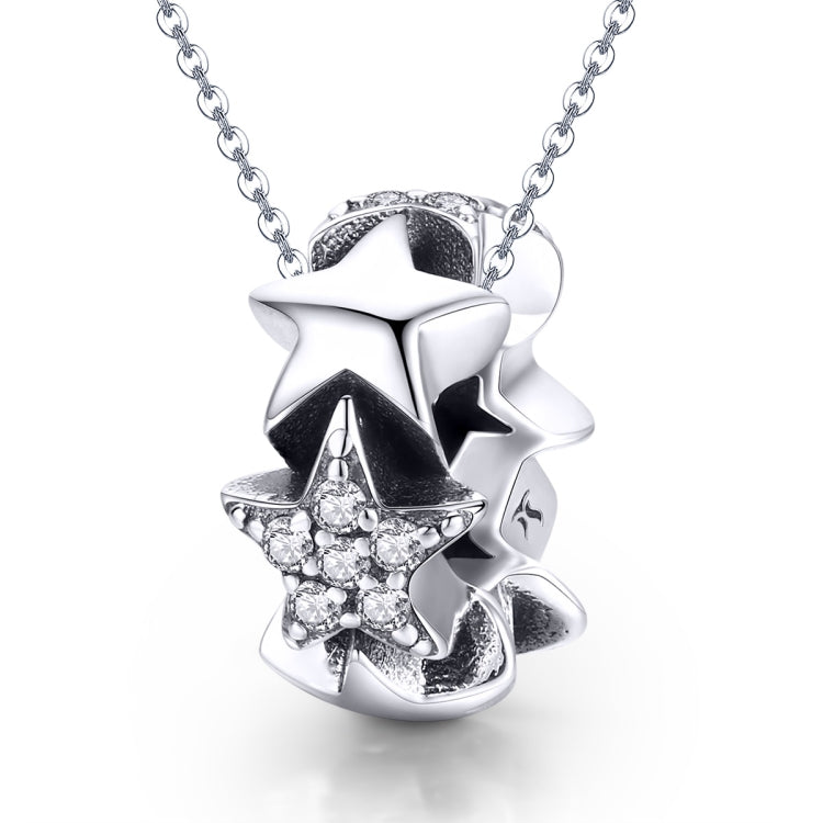 Ciondolo braccialetto collana con zirconi intarsiati con perline piccole stelle in argento sterling S925