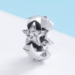 Ciondolo braccialetto collana con zirconi intarsiati con perline piccole stelle in argento sterling S925