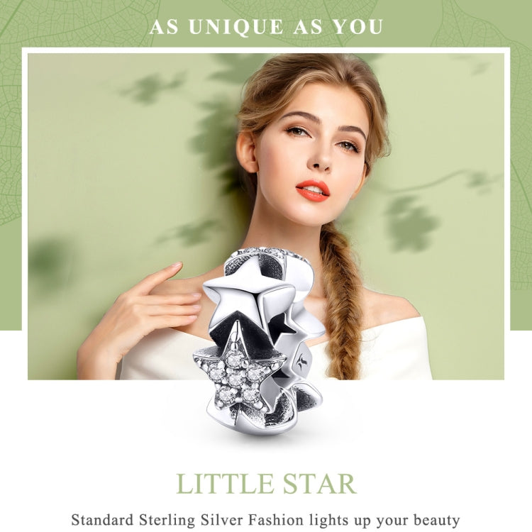Ciondolo braccialetto collana con zirconi intarsiati con perline piccole stelle in argento sterling S925